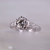 14 Karat White Gold Round Diamonds=.93 Carat IJ VS1 4 Diamonds=.06 Carat Engagement Ring 2.7DWT