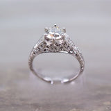 14 Karat White Gold Round Diamonds=.93 Carat IJ VS1 4 Diamonds=.06 Carat Engagement Ring 2.7DWT