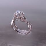 18 Karat White Gold 64 Diamonds=1/2 Carat Total Weight GH SI1 Engagement Ring with Cubic Zirconia Center
