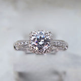 14 Karat White Gold 34 Diamonds=.25 Carat FG VS12 Engagement Ring with Cubic Zirconia Center