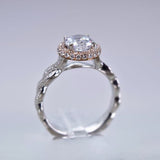 18 Karat Two Toned Engagement Ring 112 Round Diamonds=.53 Total Weight Cubic Zirconia Center Stone