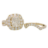 14 Karat Yellow Gold Lab Grown Diamond Cushion Center=1.75 Carat FG VS 59 Lab Grown Diamonds=2.25 Carat FG VS Ring