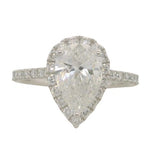 14 Karat White Gold Pear Lab Grown Diamond=1.5 Carat FG VS Center 35 Lab Grown Diamonds=.50 Carat FG VS Ring