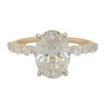 14 Karat Yellow Gold Oval Lab Gown Diamond=2.5 Carat Center FG VS 10 Lab Grown Diamond=.50 Carat FG VS Ring
