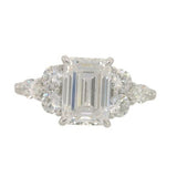 14 Karat White Gold Emerald Lab Grown Diamond=1.85 Carat FG VS Center 6 Lab Grown Diamond=.90 Carat FG VS Ring