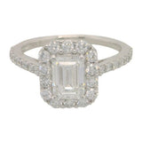 14 Karat White Gold Emerald Cut Lab Grown Diamond=1 Carat FG VS Center 30 Lab Grown Diamonds=.50 Carat FG VS Ring