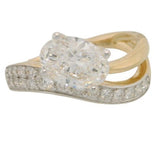 14 Karat Yellow Gold Oval Lab Grown Diamond=1 Carat FG VS Center 17 Lab Grown Diamonds=.50 Carat FG VS Ring