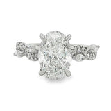 14 Karat White Oval Center Lab Grown Diamond=3 Carat 58 Lab Grown Diamonds=.74 Carat Size 7