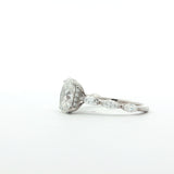 14 Karat White Gold 20 Lab Grown Diamonds=.66 Carat Oval Center Lab Grown Diamond=2 Carat Size 7