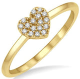 10 Karat Yellow Gold 17 Diamonds=0.10 Carat Stackable Heart Petite Ring Size 7