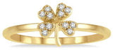 10 Karat Yellow Gold 12 Diamonds = 0.10 Carat Stackable Petite Clover Ring Size 7