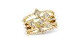 14 Karat Yellow Gold 6 Diamonds=0.50 Carat G,SI1 Multi Row Ring Size 7