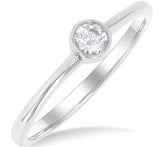10 Karat White Gold Round Diamond =0.15 Carat Petite Fashion Ring Size 7