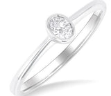 10 Karat White Gold Oval Diamond=.15 Carat Stackable Petite Fashion Ring Size 7