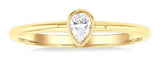 10 Karat Yellow Gold Pear Shape Bezel Set Diamond=0.15 Carat IJ,SI2-I1 Petite Fashion Ring Size 7