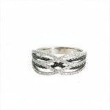 14 Karat White Gold Black & White Diamonds=0.75 Criss-Cross Ring Size 6.5