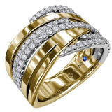 18 Karat Yellow & Whte Gold 87 Diamonds=0.74 Carat GH,VS-SI Fashion Ring  Size 6.5
