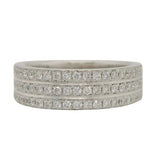 14 Karat White Gold 66 Diamonds=0.50 Carat GH,SI 3 Row Band