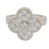 14 Karat White Gold 29 Lab Grown Diamonds=1.25 Carat FG VS Clover Ring
