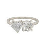 14 Karat White Gold Round Brilliant Cut/Heart Lab Grown Diamonds=2 Carat FG VS Ring