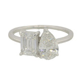 14 Karat White Emerald/Pear Lab Grown Diamonds=2 Carat FG VS Ring