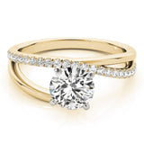 14kt gold Single Row Engagement Ring Prong Set