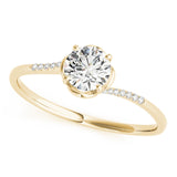 14kt gold Single Row Engagement Ring Prong Set