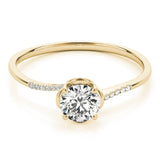 14kt gold Single Row Engagement Ring Prong Set