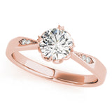 14kt gold Single Row Engagement Ring Prong Set