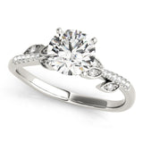 14kt gold Single Row Engagement Ring Prong Set