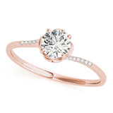14kt gold Single Row Engagement Ring Prong Set