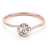 14kt gold Single Row Engagement Ring Prong Set