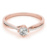 14kt gold Single Row Engagement Ring Prong Set