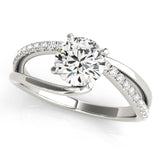 Platinum Single Row Engagement Ring Prong Set