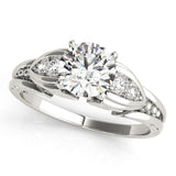 Silver Single Row Engagement Ring Prong Set