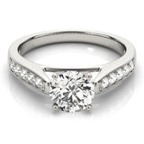 Silver Single Row Engagement Ring Channel Set