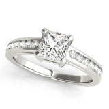 Silver Single Row Engagement Ring Channel Set