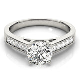 Silver Single Row Engagement Ring Prong Set