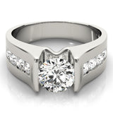 Silver Single Row Engagement Ring Channel Set