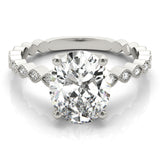 Silver Single Row Engagement Ring Prong Set