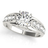 Silver Single Row Engagement Ring Prong Set