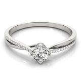 Silver Single Row Engagement Ring Prong Set