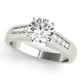 Silver Single Row Engagement Ring Channel Set