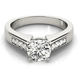 Silver Single Row Engagement Ring Channel Set