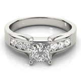 Silver Single Row Engagement Ring Channel Set