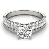 Silver Single Row Engagement Ring Prong Set