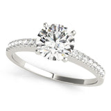 Silver Single Row Engagement Ring Prong Set