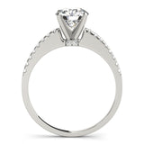 Silver Single Row Engagement Ring Prong Set