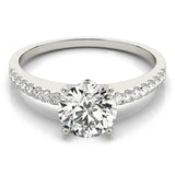 Silver Single Row Engagement Ring Prong Set