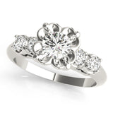 Silver Single Row Engagement Ring Prong Set